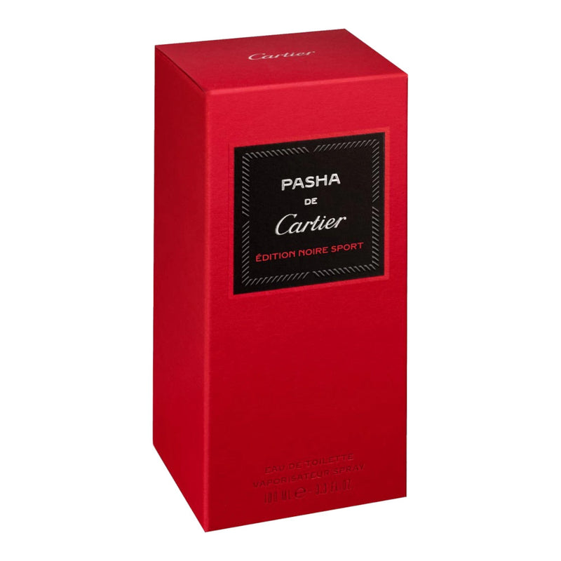 Red Cartier Pasha de Cartier Edition Noire Sport box on a white background