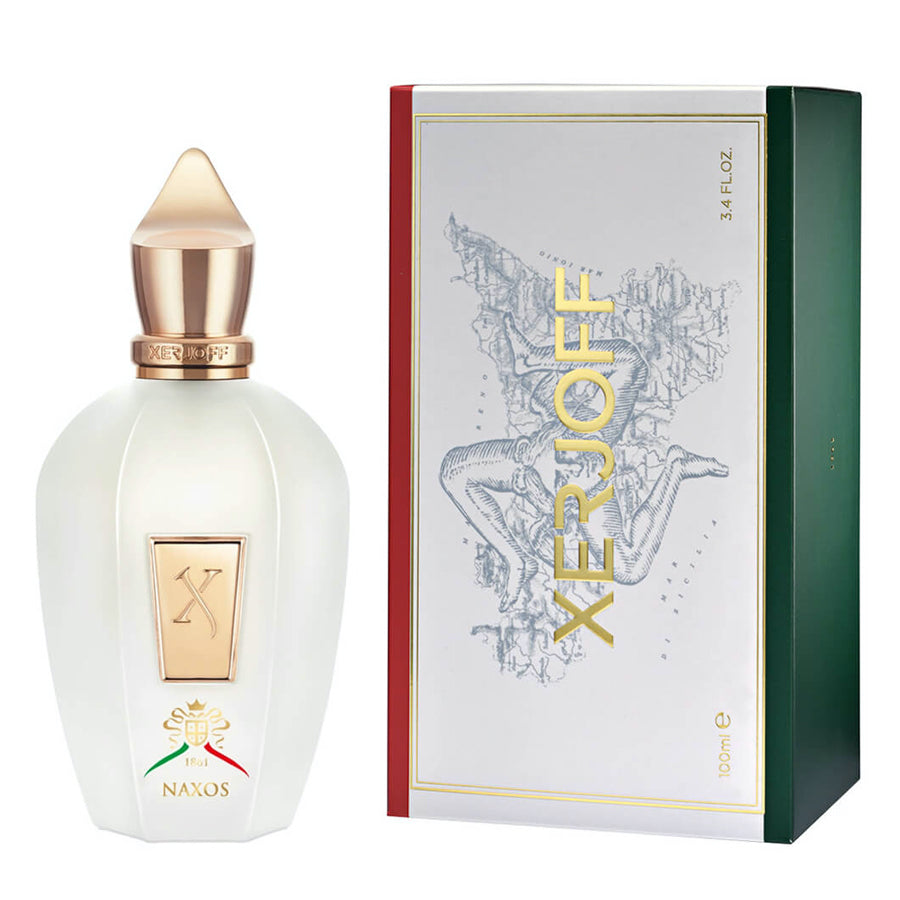 Perfume bottle and packaging with 'Xerjoff' branding on a white background
