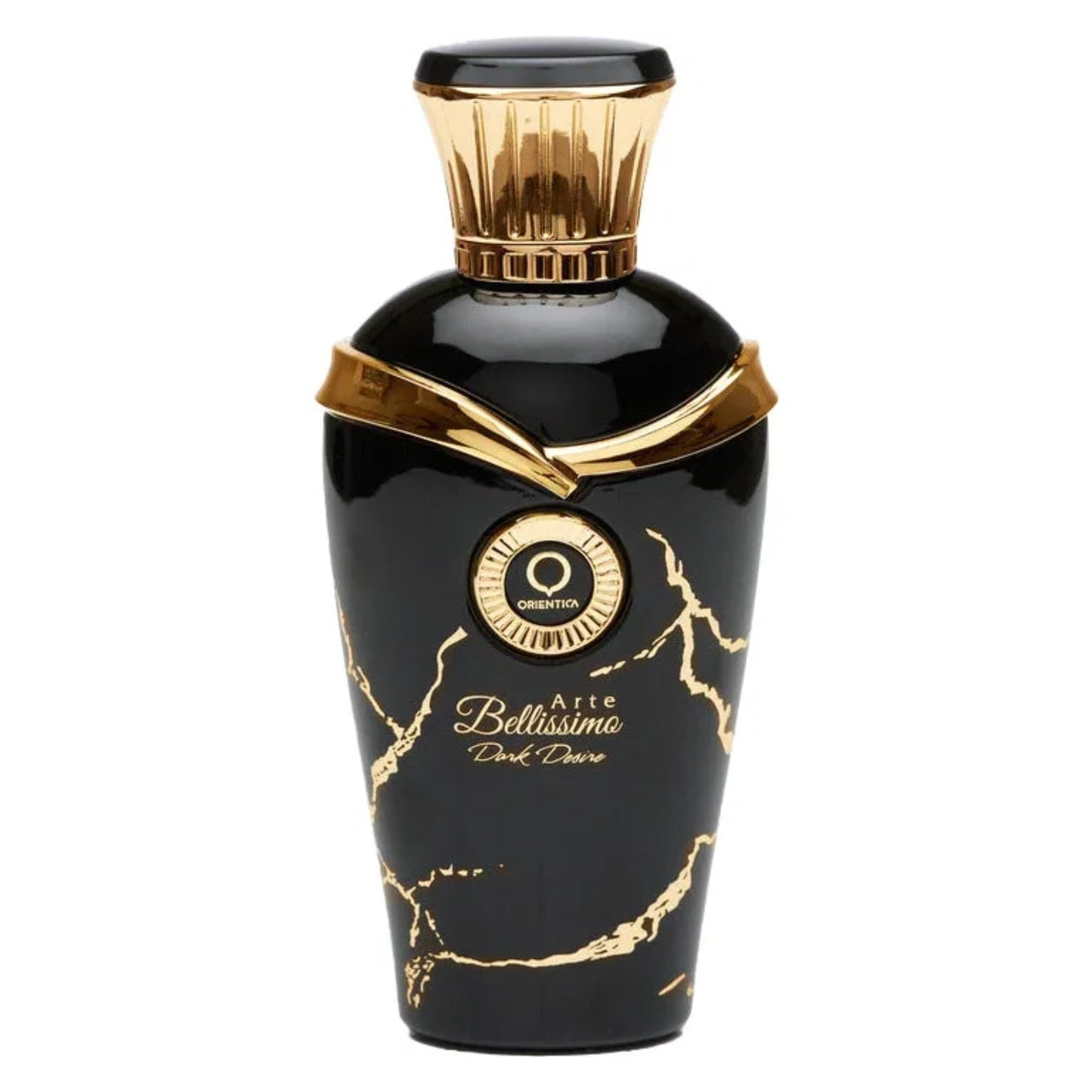 black and gold perfume bottle of orientica arte bellisima dark desire