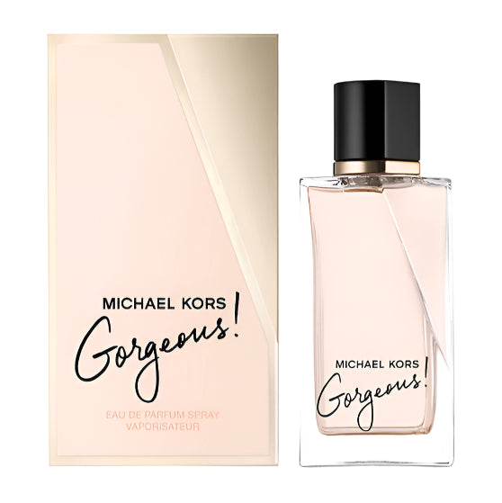Michael Kors Gorgeous perfume bottle and packaging on a white background