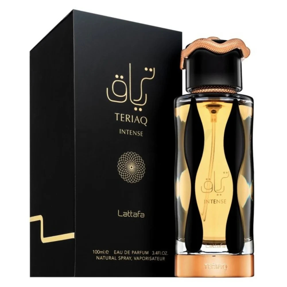 Teriaq Intense perfume bottle and packaging on a white background