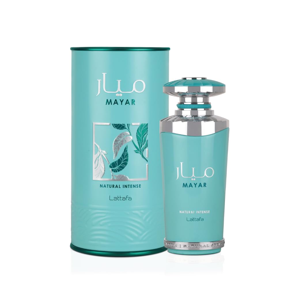 MAYAR perfume bottle and cylindrical container on a white background