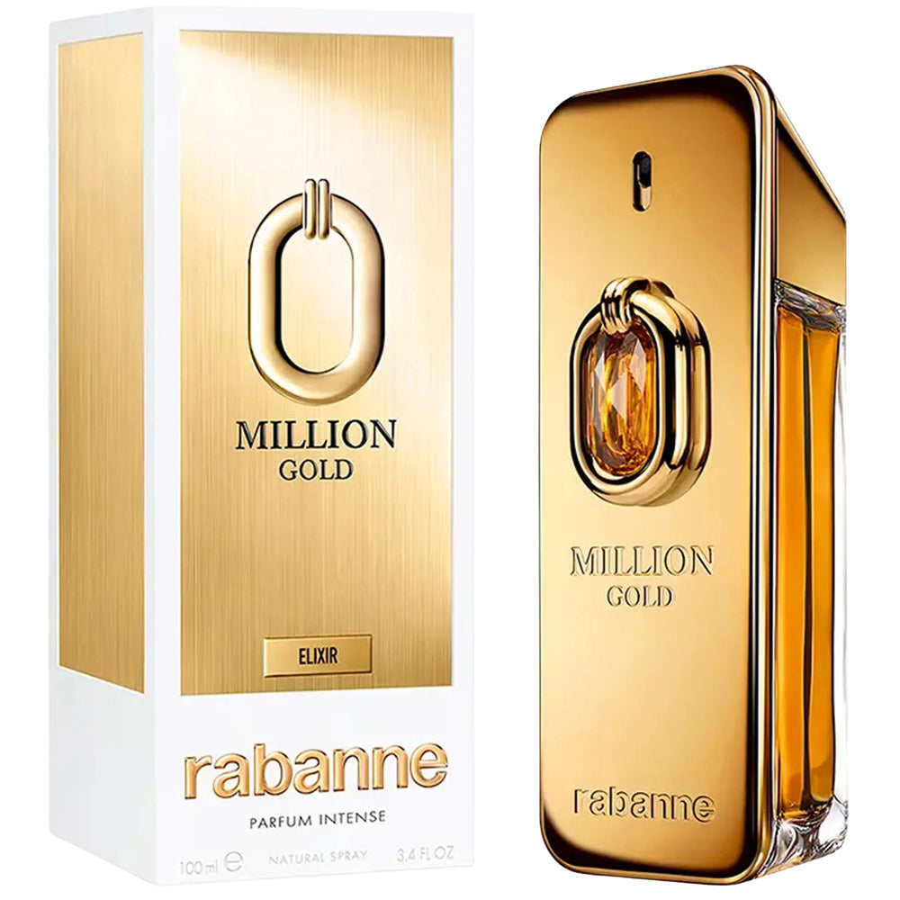 Paco Rabanne Million Gold Elixir perfume on white background