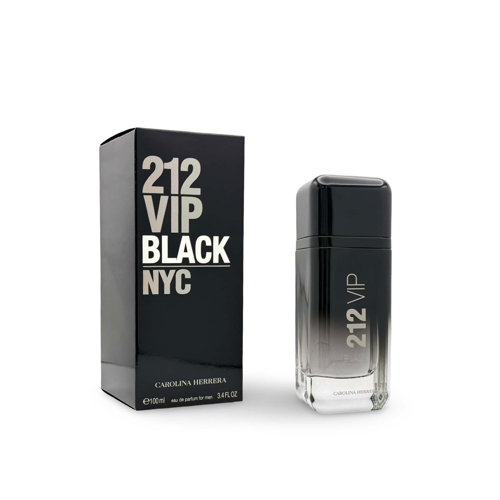 212 vip black bottle and packaging on a white background