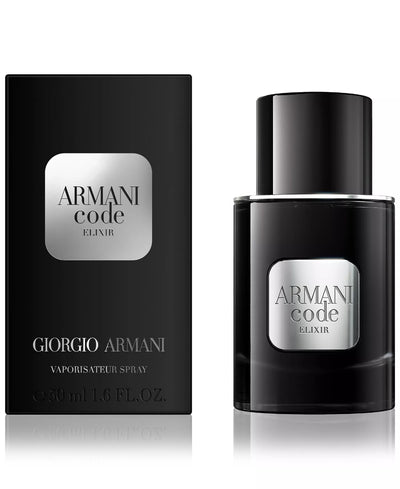 Armani Code Elixir perfume bottle and packaging on a white background