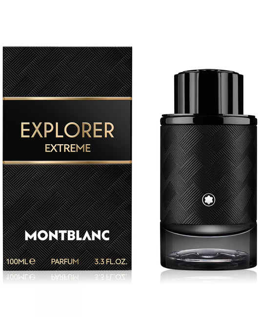 Montblanc Explorer Extreme perfume bottle and packaging on a white background