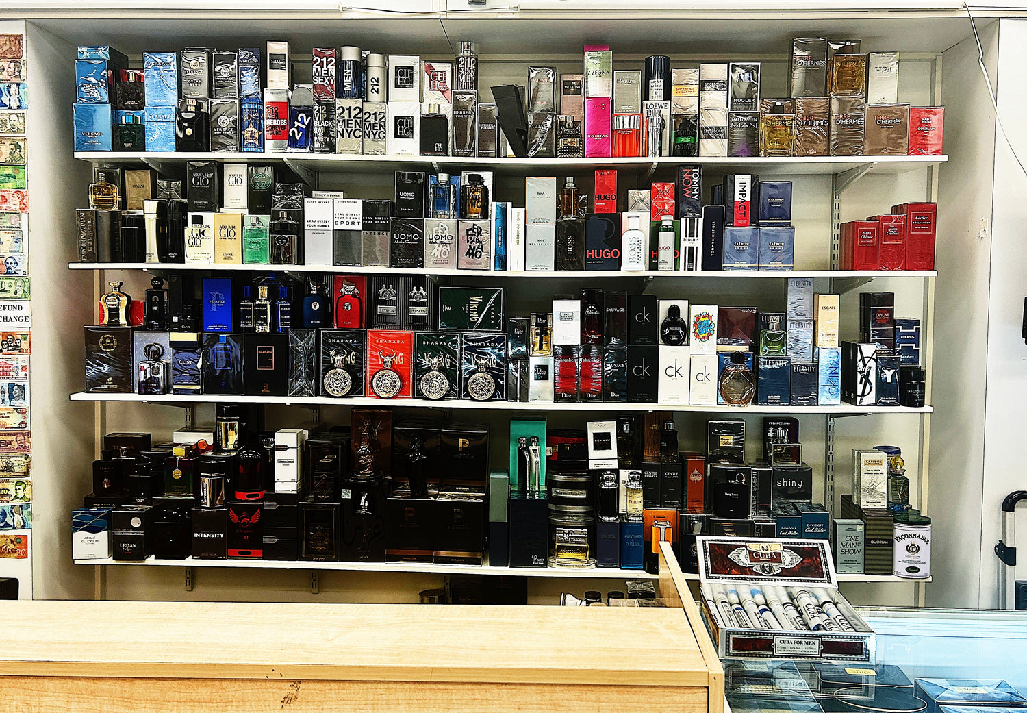 wall of perfumes for men