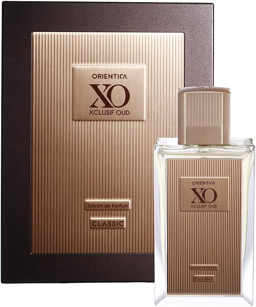 Orientica XO Xclusif Oud perfume bottle and packaging on a white background