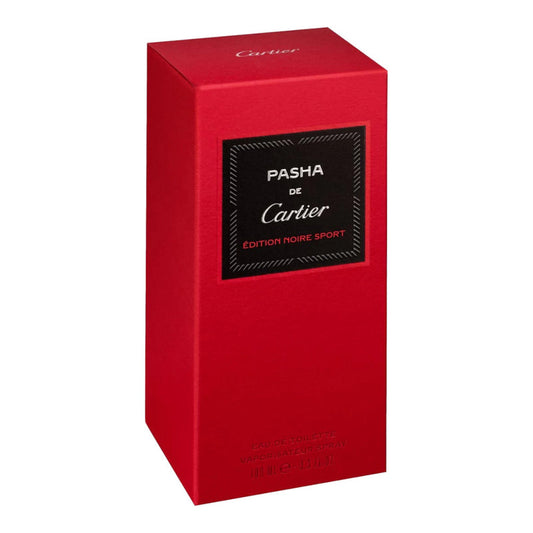 Red Cartier Pasha de Cartier Edition Noire Sport box on a white background