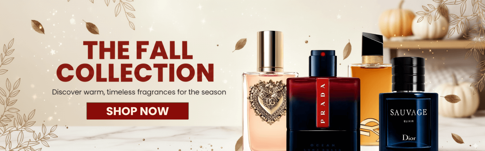 the fall collection banner with 4 perfumes for men and women