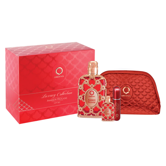 Orientica Amber Rouge 4 pc. Gift Set EDP 2.7 oz Unisex  Luxury Collection - D&R Perfumes