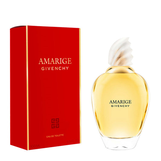 Givenchy Amarige perfume bottle and packaging on a white background