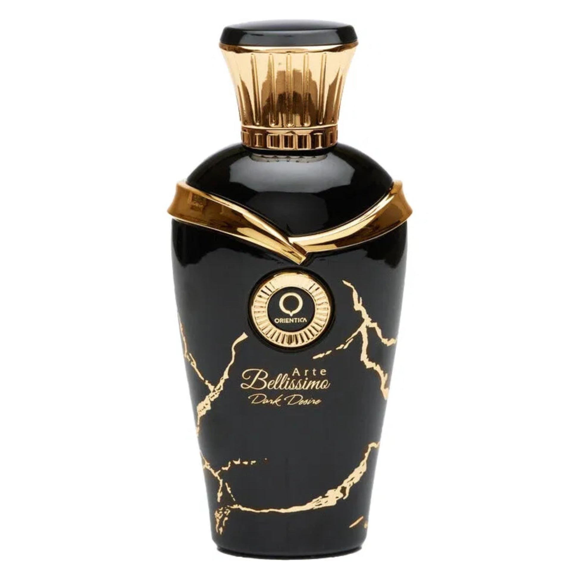 black and gold perfume bottle of orientica arte bellisima dark desire