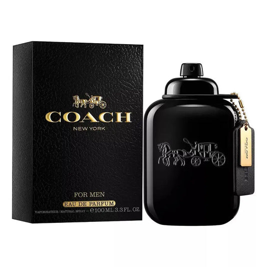 Coach New York men's perfume bottle and packaging on a white background