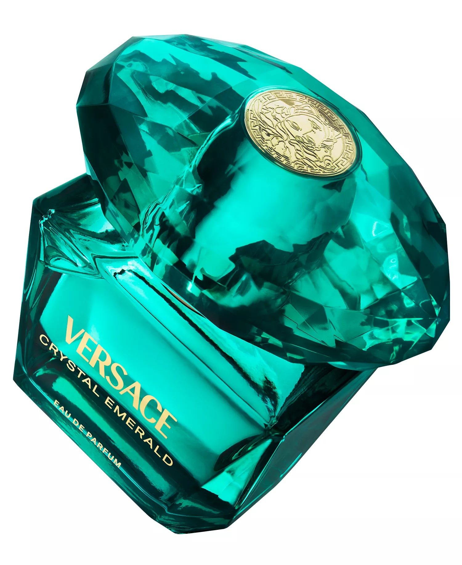 Versace Crystal Emerald perfume bottle on a white background
