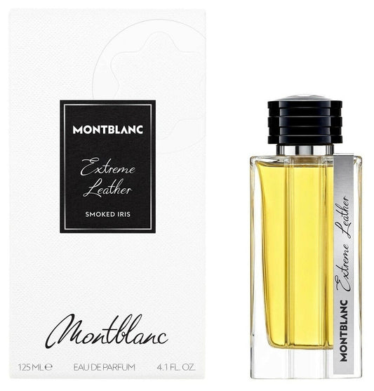 Montblanc Extreme Leather perfume bottle and packaging on a white background