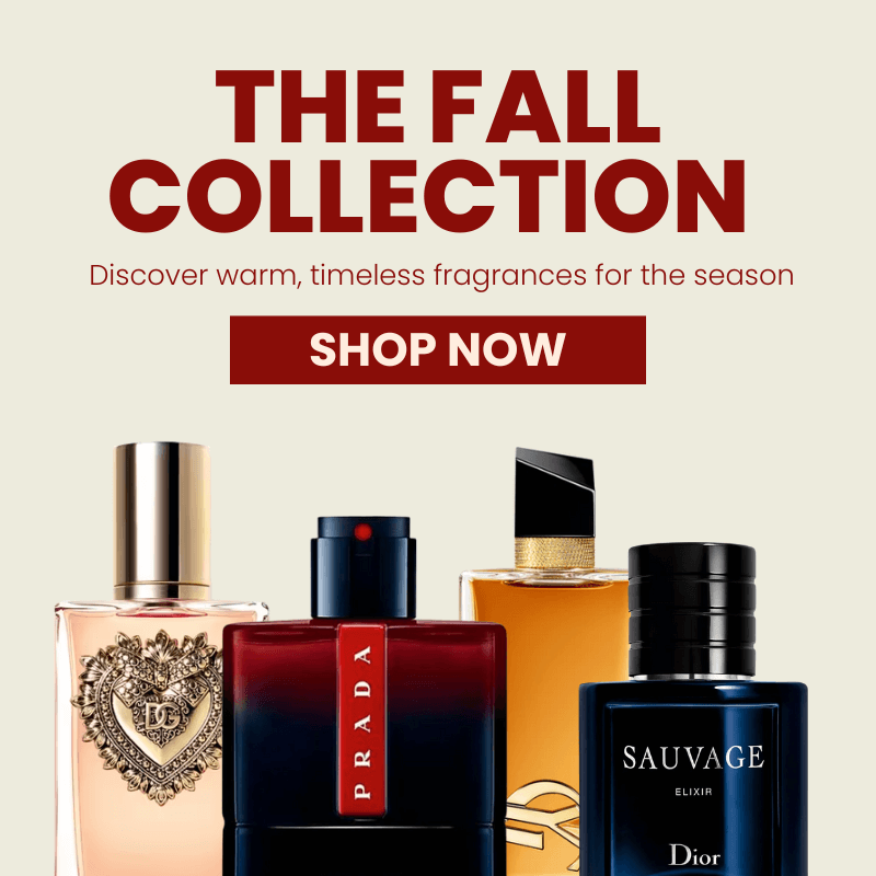 the fall collection banner with 4 perfumes for men and women