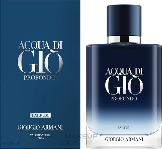 Giorgio Armani Acqua di Giò Profondo perfume bottle and packaging on a white background