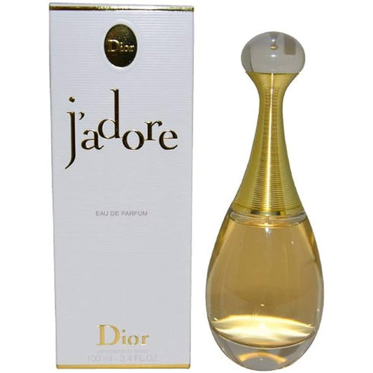 Dior j'adore perfume bottle and packaging on a white background