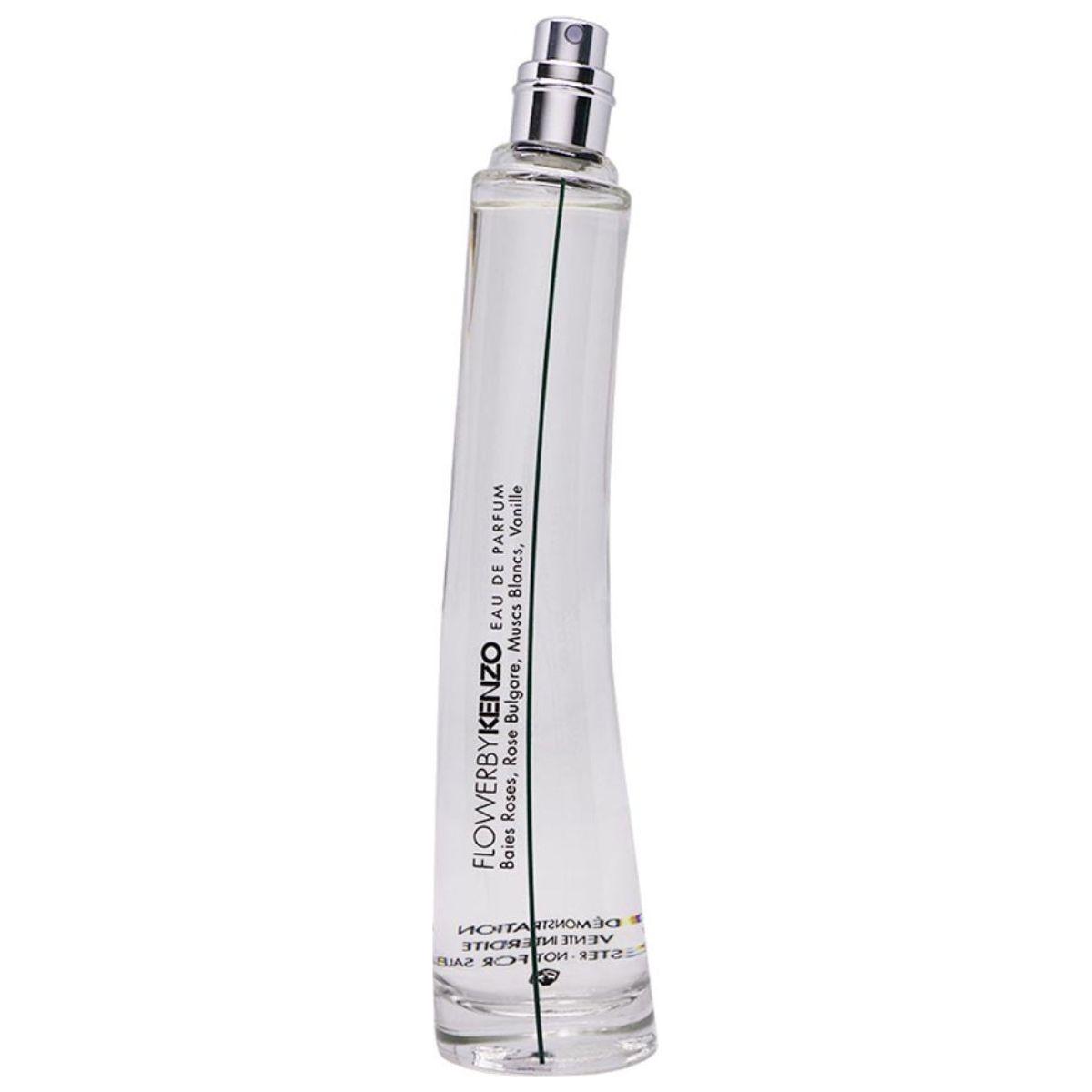 Perfume bottle with silver cap on a white background