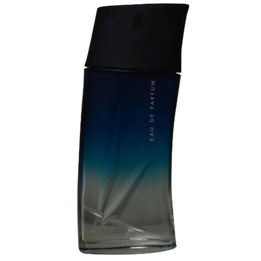 Perfume bottle with gradient design on a white background