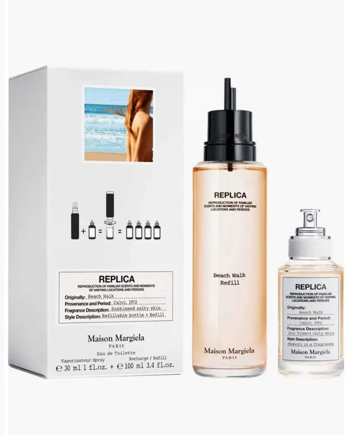 Maison Margiela REPLICA BEACH WALK 2Pc Gift Set 1oz Refillable + 3.4oz Refill