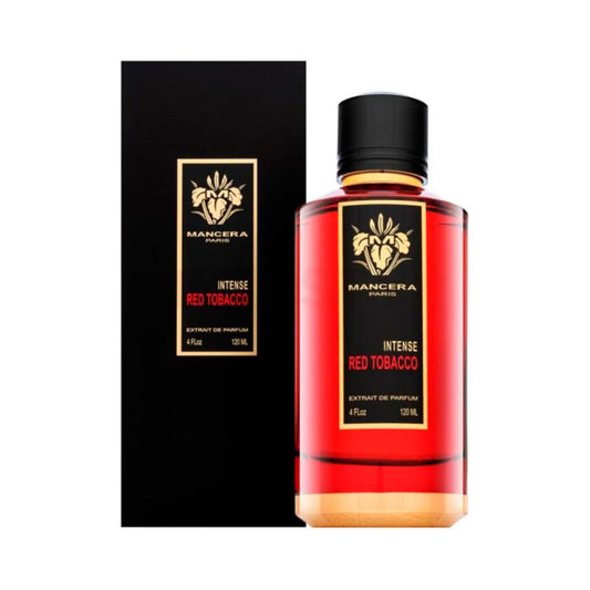 Mancera Intense Red Tobacco perfume bottle and packaging on a white background