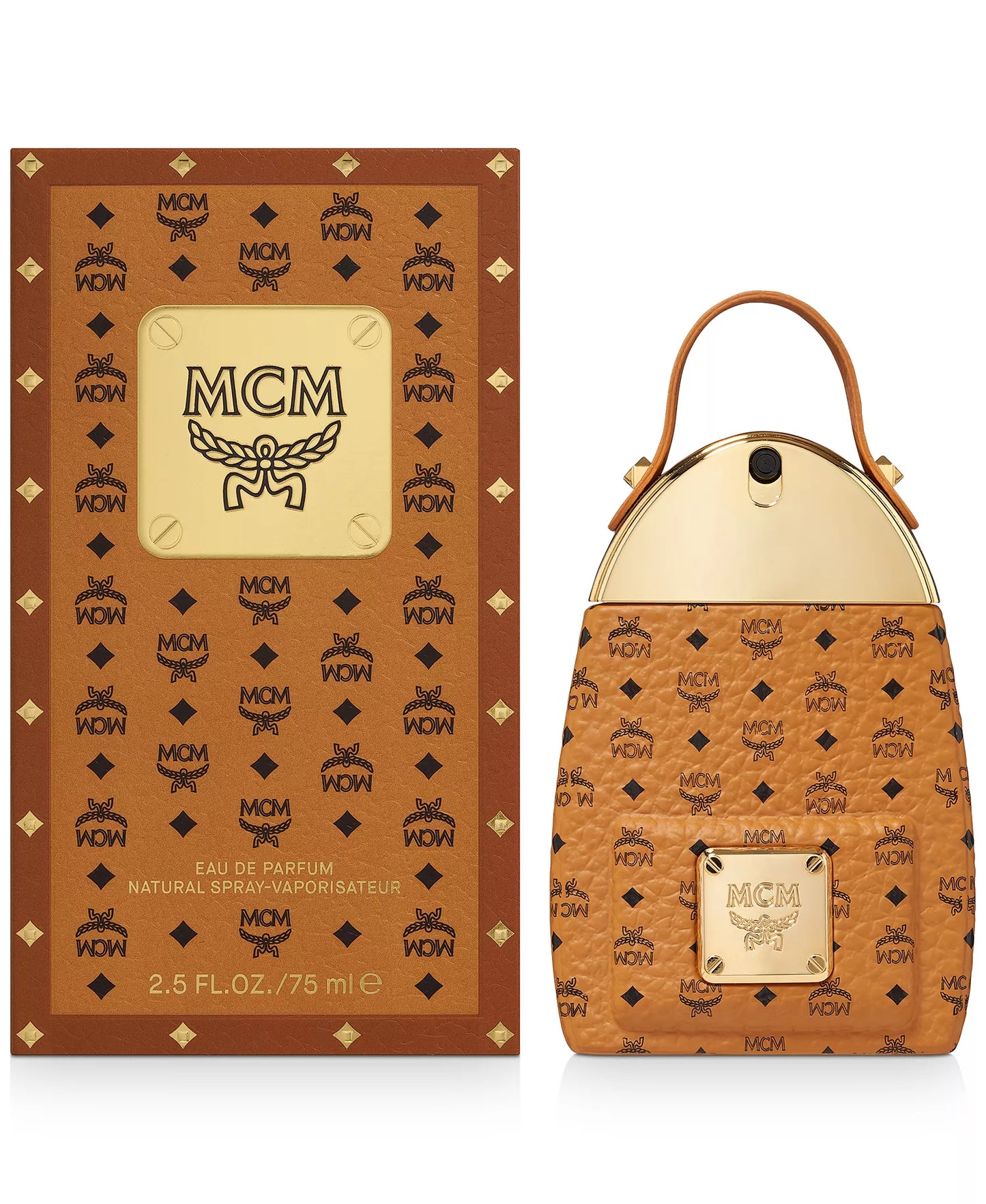 MCM perfume bottle and packaging on a white background