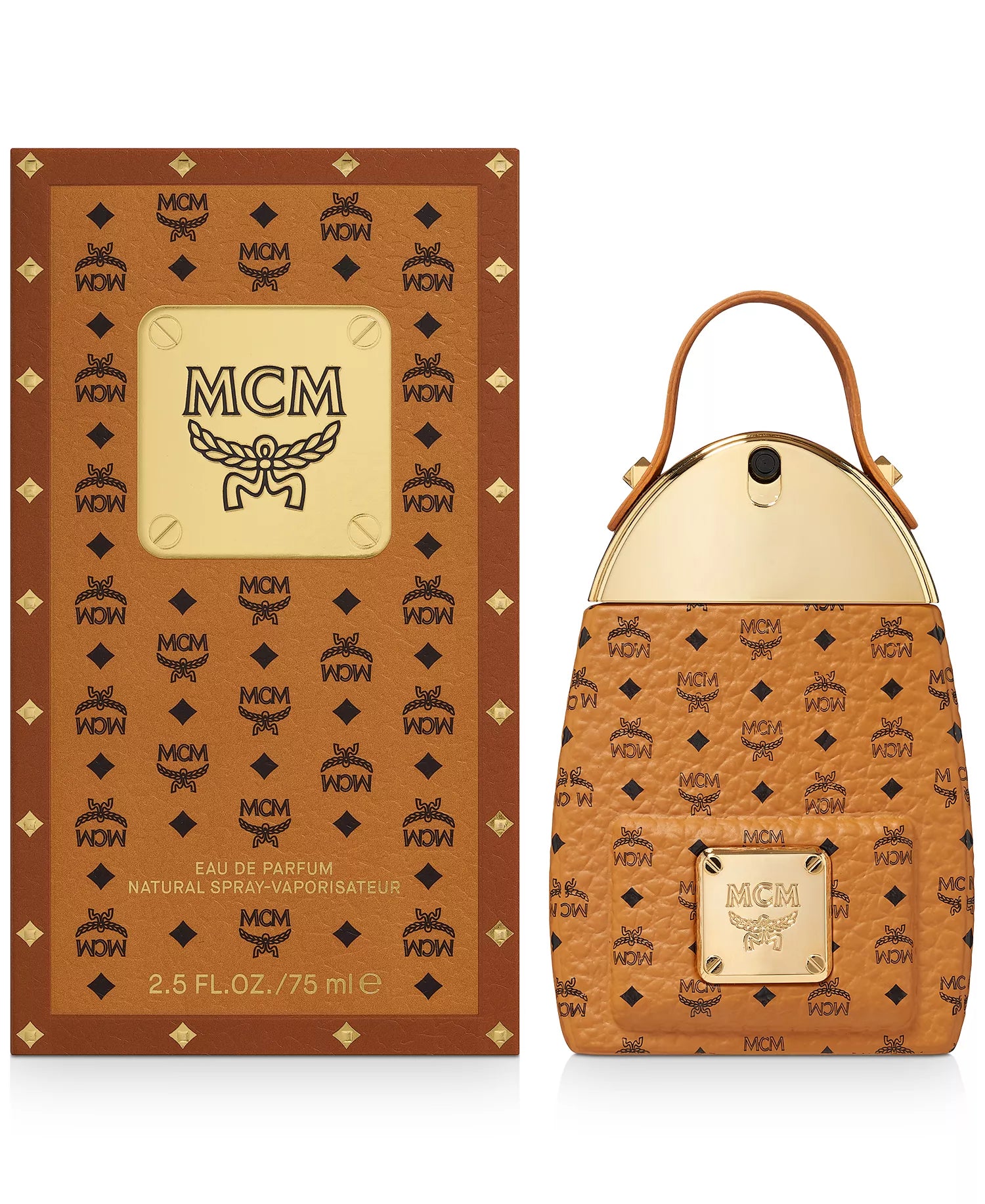 MCM perfume bottle and packaging on a white background