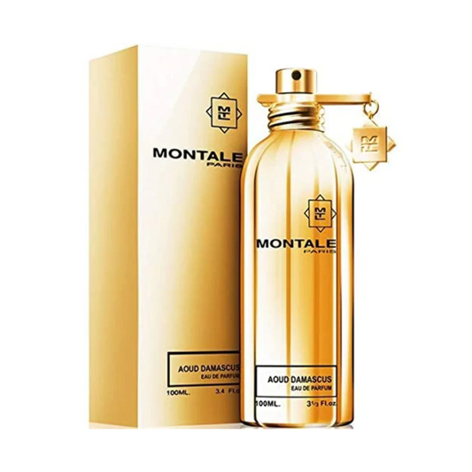 Montale Paris Aoud Damasque perfume bottle and packaging on a white background