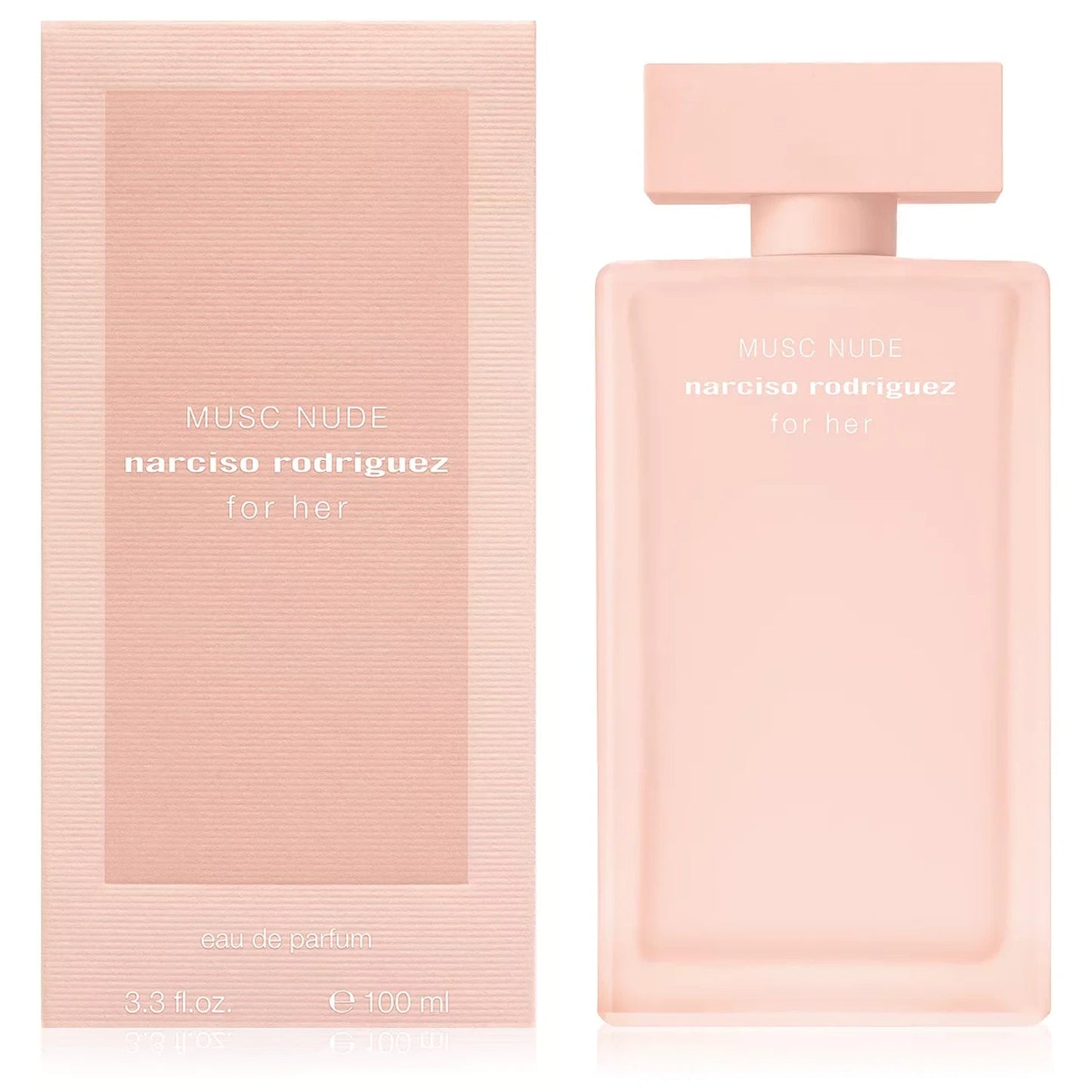 narciso rodriguez Musc Nude perfume bottle and packaging on a white background