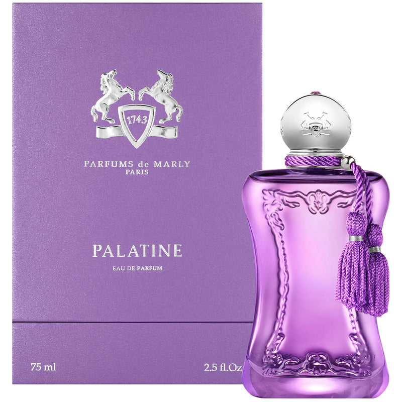 Purple Parfums de Marly Palatine Eau de Parfum bottle and packaging on a white background