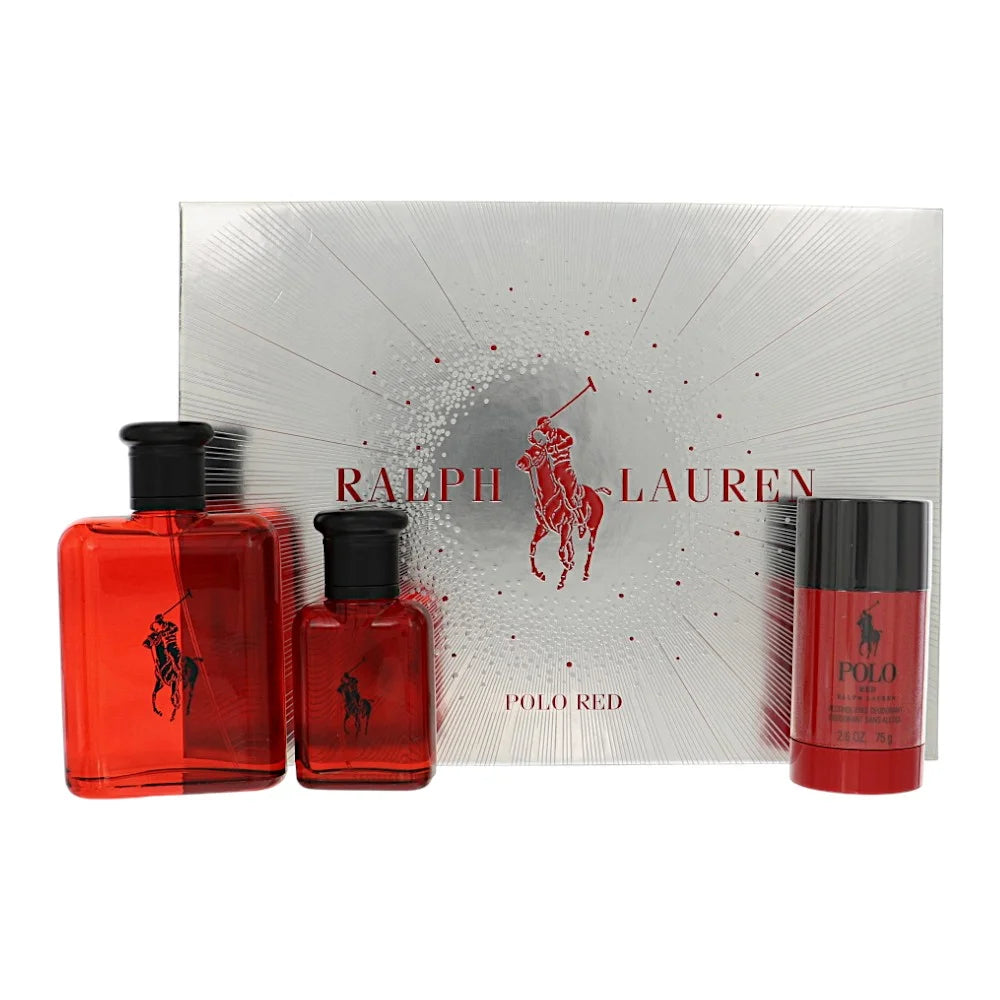 Ralph Lauren Polo Red 3 Pc Gift Set For Men
