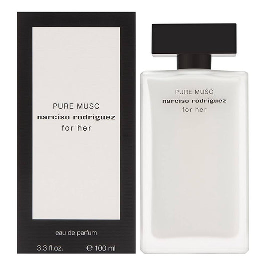 narciso rodriguez Pure Musc perfume bottle and packaging on a white background