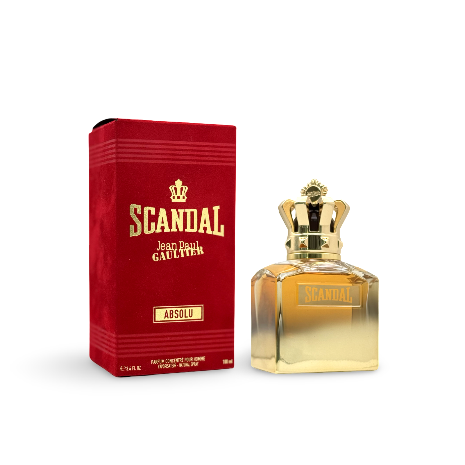 Scandal perfume bottle and packaging on a white background