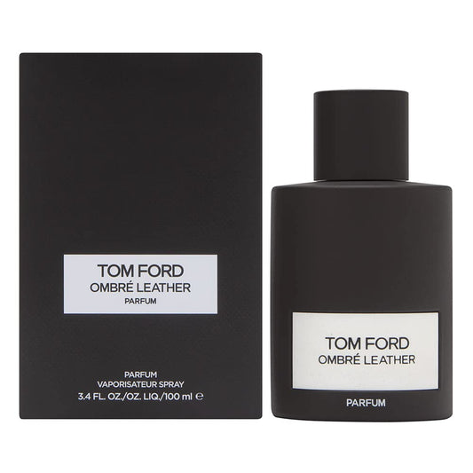 Tom Ford Ombre Leather perfume bottle and packaging on a white background